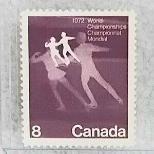 Uncirculated Canadian 1972 World Championships Doubles Skating Stamp Canada 8!!